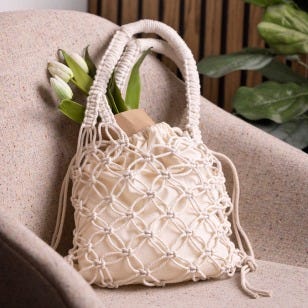 Imagen collage - Bolsa de compras en macramé
