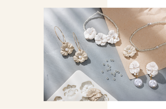Joyas hechas de arcilla para joyería.