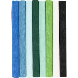 Papel crepé, hoja 25x60 cm, Relación crêpe: 180%, 105 gr, azul/gris harmonía, 8hoja/ 1 paquete