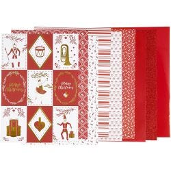 Bloc de papel de diseño, medidas 21x30 cm, 120+128 gr, rojo, blanco, 24 hoja/ 1 paquete