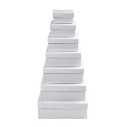 Cajas Cuadradas, A: 4,5+5+5,5+6+6,5+7+7,5 cm, medidas 9+11+13+15+17+19+21 cm, blanco, 7 ud/ 1 set