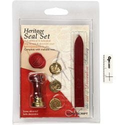Kit para sellar con cera, corona, flor y flor de lis, dia 18 mm, 1 set