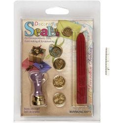 Kit para sellar con cera, corazón, mariposa y trébol, dia 18 mm, 1 set
