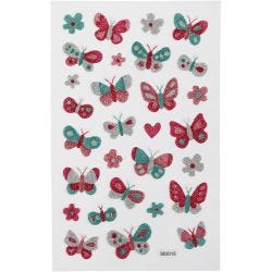 Pegatinas brillantes, Mariposas, hoja 10x16 cm, 1 hoja