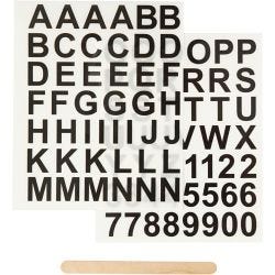 Pegatinas "Rub-on", Letras y números, A: 17 mm, hoja 12,2x15,3 cm, negro, 1 paquete