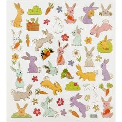Pegatinas, Conejos de Pascua, 15x16,5 cm, 1 hoja