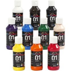 Pintura Acrilica Glossy, surtido de colores, 10x100 ml/ 1 paquete