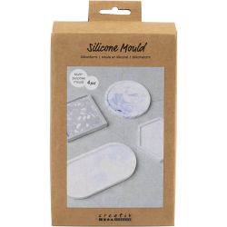 Molde de silicona, Cuadrado, círculo, hexágono y óvalo, A: 1-1,5 cm, dia 9-11,2 cm, 4 ud/ 1 paquete