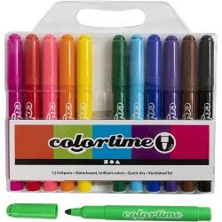 Rotuladores Colortime, trazo ancho 5 mm, colores estándar, 12 ud/ 1 paquete