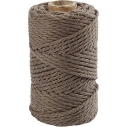 Cuerda de macramé, L. 55 M, dia 4 mm, marrón claro, 330 gr/ 1 rollo