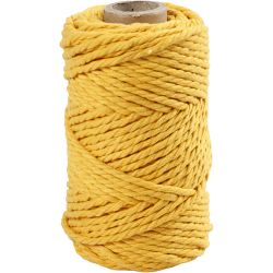 Cuerda de macramé, L. 55 M, dia 4 mm, amarillo, 330 gr/ 1 rollo