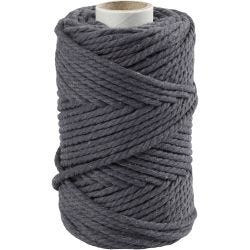 Cuerda de macramé, L. 55 M, dia 4 mm, gris, 330 gr/ 1 rollo