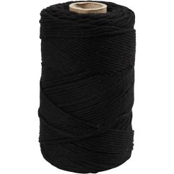 Cuerda de Macramé, L. 198 M, dia 2 mm, negro, 330 gr/ 1 rollo
