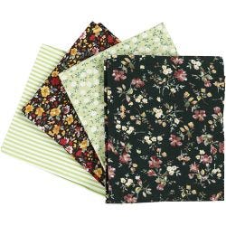 Tela para patchwork, medidas 45x55 cm, 100 gr, verde, 4 ud/ 1 fajo