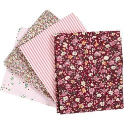 Tela para patchwork, medidas 45x55 cm, 100 gr, rosado, 4 ud/ 1 fajo