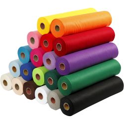 Fieltro para manualidades, A: 45 cm, grosor 1,5 mm, 180-200 gr, surtido de colores, 20x5 m/ 1 paquete