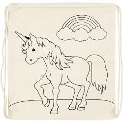 Mochila, Unicornio , medidas 37x41 cm, 110 gr, color natural claro, 1 ud