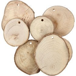 Discos de madera con agujero, dia 40-70 mm, medida agujero 4 mm, grosor 5 mm, 25 ud/ 1 paquete
