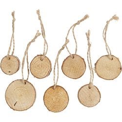 Disco de madera con agujero para cuerda