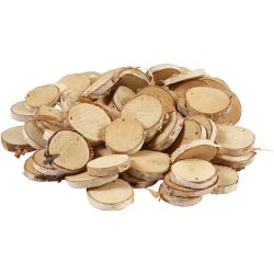 Discos de madera con agujero