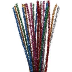Chenilla, L. 30 cm, grosor 6 mm, purpurina, colores fuertes, 24 stdas/ 1 paquete