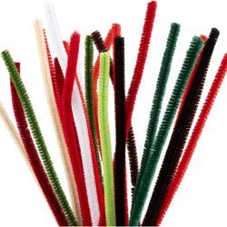 Chenilla, L. 30 cm, grosor 6 mm, colores navideños, 25 stdas/ 1 paquete