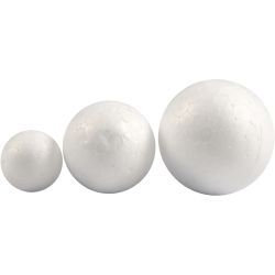 Bolas de poliestireno, dia 20+30+40 mm, blanco, 12 ud/ 1 paquete