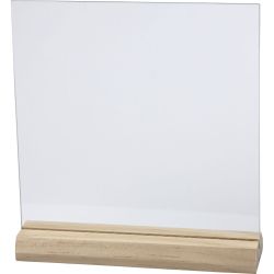 Placa de cristal con soporte de madera