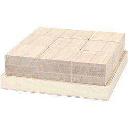 Cubos de madera, medidas 4x4x4 cm, 9 ud/ 1 paquete