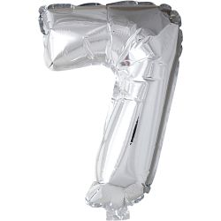 Globo foil, número 7, 41 cm, plata, 1 ud