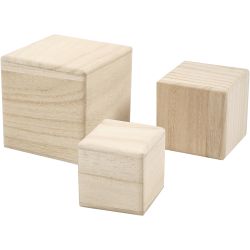 Cubos de madera, medidas 5+6+8 cm, 3 ud/ 1 paquete