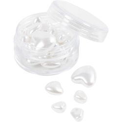 Perlas de Cera, Corazones, dia 7-13 mm, medida agujero 1,3-1,5 mm, madre perla, 32 ud/ 1 paquete