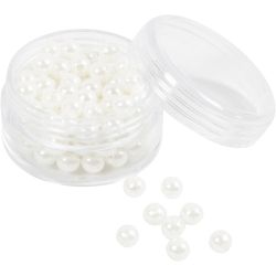 Perlas de Cera, dia 5 mm, medida agujero 1,7 mm, madre perla, 110 ud/ 1 paquete