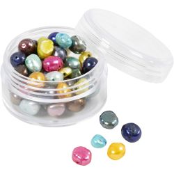 Perlas de agua dulce, dia 5-6 mm, medida agujero 0,5 mm, madre perla, 60 ud/ 1 paquete