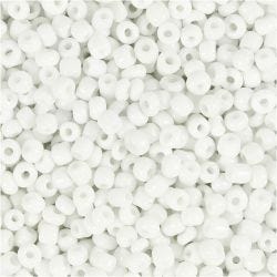 Cuentas de Semillas de Rocaille, dia 3 mm, medidas 8/0, medida agujero 0,6-1,0 mm, blanco, 25 gr/ 1 paquete