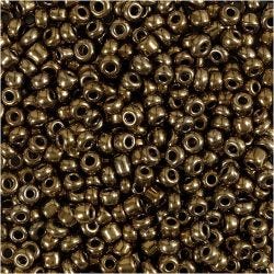 Cuentas de Semillas de Rocaille, dia 3 mm, medidas 8/0, medida agujero 0,6-1,0 mm, bronze, 25 gr/ 1 paquete