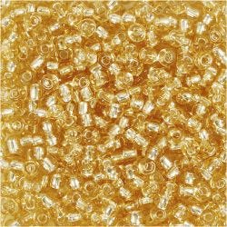 Cuentas de Semillas de Rocaille, dia 3 mm, medidas 8/0, medida agujero 0,6-1,0 mm, dorado, 25 gr/ 1 paquete