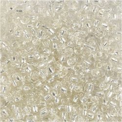 Cuentas de Semillas de Rocaille, dia 3 mm, medidas 8/0, medida agujero 0,6-1,0 mm, plata, 25 gr/ 1 paquete