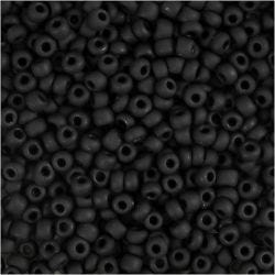 Cuentas de Semillas de Rocaille, dia 3 mm, medidas 8/0, medida agujero 0,6-1,0 mm, negro helado, 25 gr/ 1 paquete