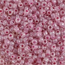 Cuentas de Semillas de Rocaille, dia 3 mm, medidas 8/0, medida agujero 0,6-1,0 mm, rosa, 25 gr/ 1 paquete