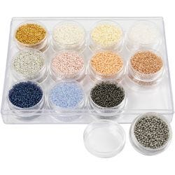 Cuentas de Semillas de Rocaille, dia 1,7 mm, medidas 15/0, medida agujero 0,5-0,8 mm, colores douché, 12x15 gr/ 1 paquete