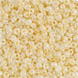Cuentas de Semillas de Rocaille, dia 3 mm, medidas 8/0, medida agujero 0,6-1,0 mm, marfil, 25 gr/ 1 paquete