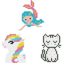 Diamond Dotz, Gato, sirena, pony, medidas 18x10 cm, 1 paquete