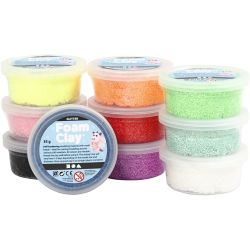 Foam Clay®, purpurina, surtido de colores, 10x35 gr/ 1 paquete