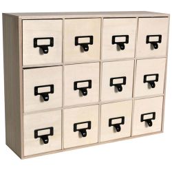 Cajonera de madera en bruto - tiradores metálicos