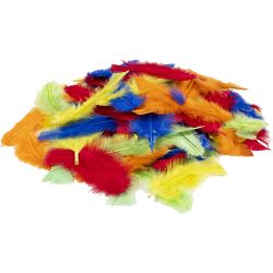 Plumón, L. 7-15 cm, surtido de colores, 100 gr/ 1 bolsa