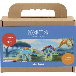 Mini kit de manualidades de decoraci&oacute;n, Dinosaurio, rojo, azul, verde, naranja, 1 paquete