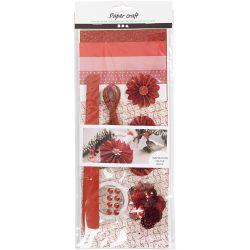 Mezcla creativa, recorte de papel, rojo, crema, 1 paquete