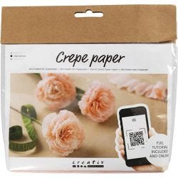 Mini Kit de manualidades Papel Crespón, Claveles, Relación crêpe: 180%, 105 gr, 1 paquete