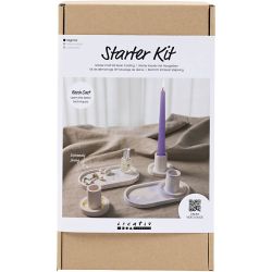 Kit de manualidades para principiantes Fundición en Resina, Soportes para velas y bandejas, azul, rosa claro, blanco, 1 paquete
